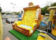 Inflatable Amusement  Park With Golden Rock Climbing Wall , Printed Partern