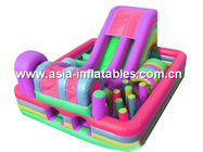 Customized Inflatable Green Obstacle Challenges Course With Printed Business Logo