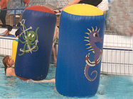 Pillar Shape Blue And Yellow Inflatable Buoys Used In Swimming Pool