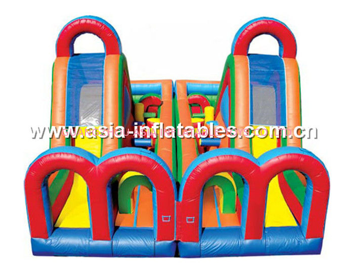 Inflatable Turbo Rush Obstacle Challenge With Dual Slide Lane For Extream Games