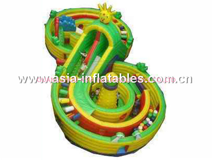 Size Customized Waterproof Green Crossed Inflatable Obstacle Chanllenges