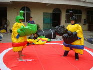Inflatable Amusement Park With Hero Green And Black Sumo Suit For Ring Arena