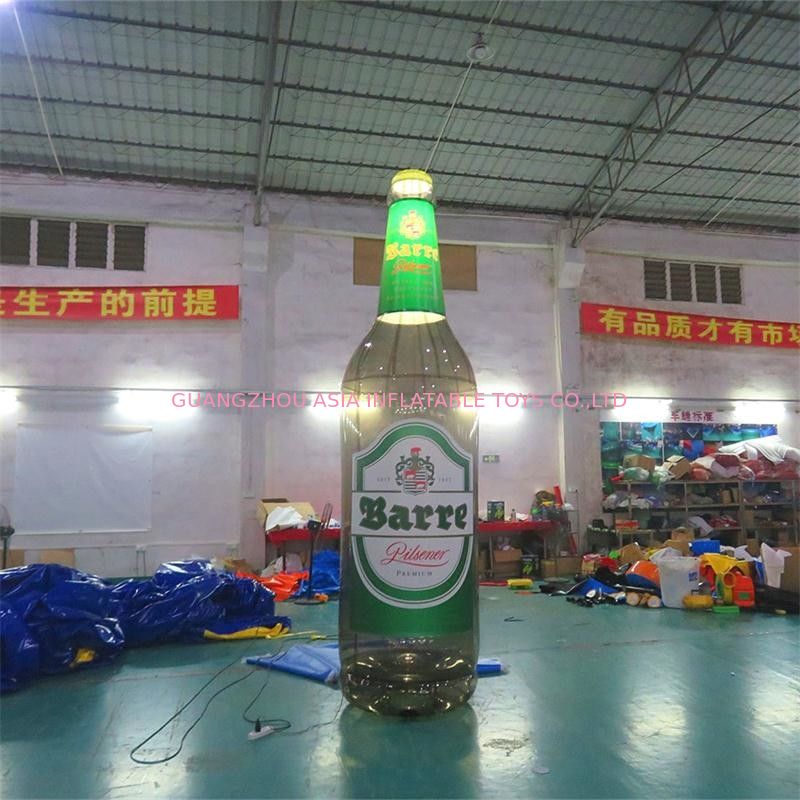 4m High Advertising Inflatables / Brown Inflatable Beer Bottle With Lighting